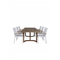 Erica Dining -pöydän acacia-lanka murskattiin 214*100, Texas Chair