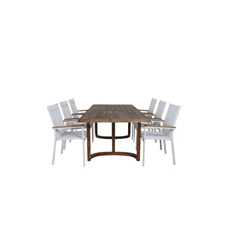 Erica Dining -pöydän acacia-lanka murskattiin 214*100, Texas Chair