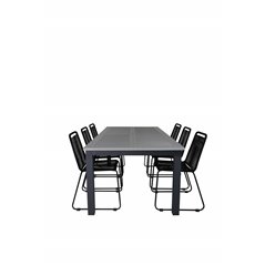 Albany Table - 224/324 - Black/Grey, Lindos Stacking Chair - Black Alu / Black Rope_6