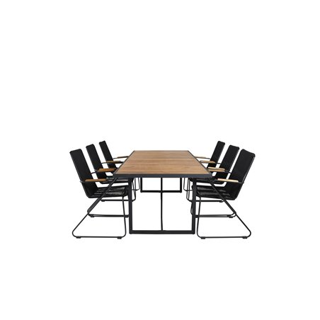 Khung Dining Table - Black Steel / Acacia (teklook) - 200*100cm+Bois Armchair - Black Alu / Black Rope / Acacia_6