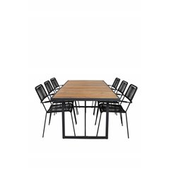 Khung Dining Table - Black Steel / Acacia (teklook) - 200*100cm+Lindos Armchair - Black Alu / Black Rope_6