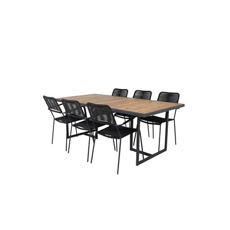 Khung Dining Table - Black Steel / Acacia (teklook) - 200*100cm+Lindos Armchair