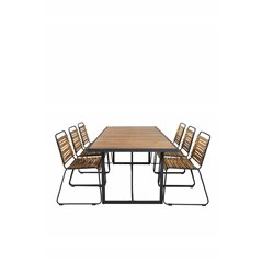 Khung Dining Table - Black Steel / Acacia (teklook) - 200*100cm+Bois Dining Chair - Black Alu / Acacia_6