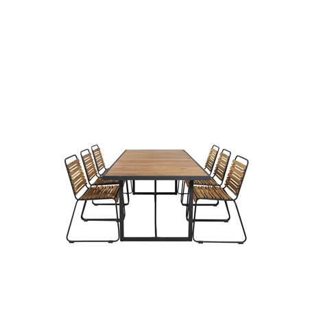 Khung Dining Table - Black Steel / Acacia (teklook) - 200*100cm+Bois Dining Chair - Black Alu / Acacia_6