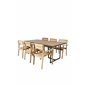 Khung Dining Table - Black Steel / Acacia (teklook) - 200*100cm+ Marion Stackable Armchair