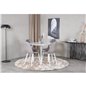 Plaza Round Table 100 cm - White top / White Legs, Polar Dining Chair - Grey / White_4