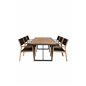 Khung illallinen Table - Black Steel / Acacia (teklook) - 200*100cm+ Little John Dining Chair - Black Rope / Acacia