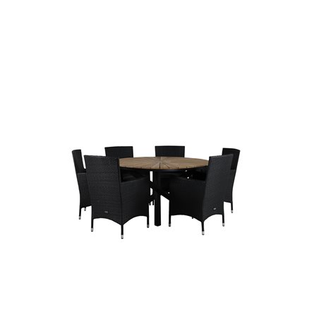 Mexico Table ø 140 - Black/Teak, Malin Armchair - Black/Grey_6