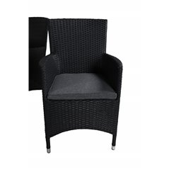 Mexico Table ø 140 - Black/Teak, Malin Armchair - Black/Grey_6