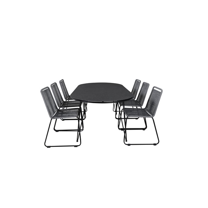 Viga Dining Table - Black Steel / Grey Spray jäätelö - 200*100cm, Lindos Chair - Black/Grey_6