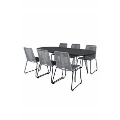 Viga Dining Table - Black Steel / Grey Spray glass - 200*100cm, Lindos Chair - Black/Grey_6