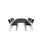 Viga Dining Table - Black Steel / Grey Spray -jäätelö - 200*100cm, Lindos Armchair - Black Alu / Black Rope_6