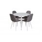 Plaza Round Table 100 cm - White top / White Legs, Polar Dining Chair - Grey / White_4