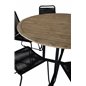 Cruz Dining Table - Black Steel / Acacia (teak look) ø140cm, Lindos Stacking Chair - Black Alu / Black Rope