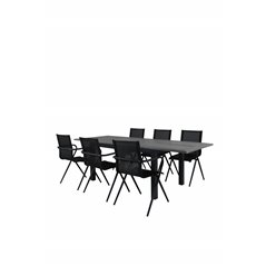 Albany Table - 160/240 - Black/Grey, Alina Dining Chair - Black Alu / Black Textilene_6