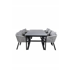 Virya Dining Table - Black Alu / Grey Glass - big table+Virya Dining Chair - BLACK Alu / Grey cushion _6