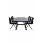 Virya Dining Table - Black Alu / Grey Glass - Big Table+Alina Dining Chair - Black Alu / Black Textilene