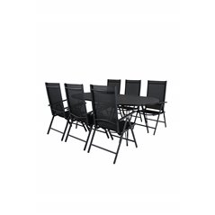 Viga Dining Table - Black Steel / Grey Spray glass - 200*100cm, Break 5:pos Chair - Black/Black_6