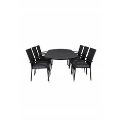 Viga Dining Table - Black Steel / Grey Spray glass - 200*100cm, Anna Chair - Black_6