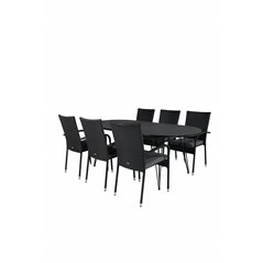 Viga Dining Table - Black Steel / Grey Spray glass - 200*100cm, Anna Chair - Black_6
