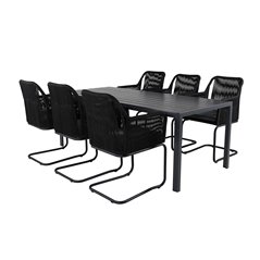 Break Table 205*90 - Black/Black, Lindos Karmstol med svikt Svart stål / Svart rep_6