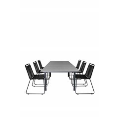 Levels Table 160/240 - Black/Grey, Lindos Stacking Chair - Black Alu / Black Rope_6