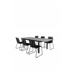 Levels Table 160/240 - Black/Grey, Lindos Stacking Chair - Black Alu / Black Rope_6