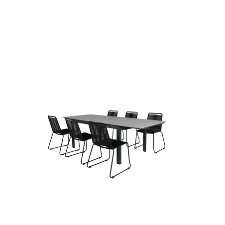 Level table 160/240 - Sort / Grå, Lindos Stabelstol - Sort Alu / Sort rep_6