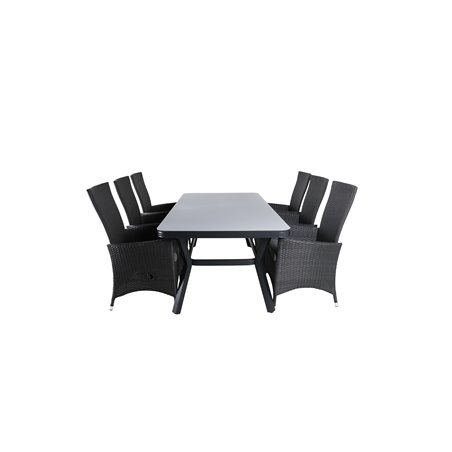 Virya Dining Table - Black Alu / Grey Glass - Big Table Padova -tuoli (Recliner) Black/Grey_6