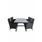 Virya matbord - svart Aluminium / grå glas - stort bord + malin fåtölj - svart / Grå_6
