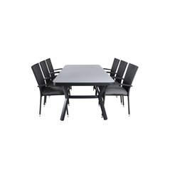 Virya Dining Table - Black Alu / Grey Glass - big table+Anna Chair - Black_6