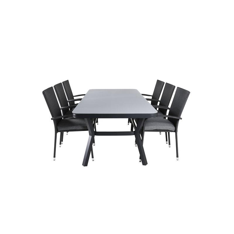 Virya Dining Table - Black Alu / Grey Glass Tuoli