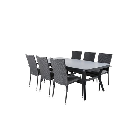 Virya Dining Table - Black Alu / Grey Glass Tuoli