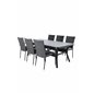 Virya matbord - svart Aluminium / grå glas - stort bord + anna stol - svart_6