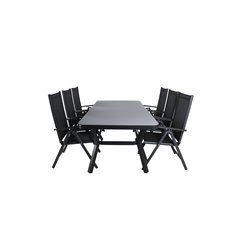 Virya Dining Table - Black Alu / Grey Glass - Big Table Break 5: Pos Chair - Black/Black_6