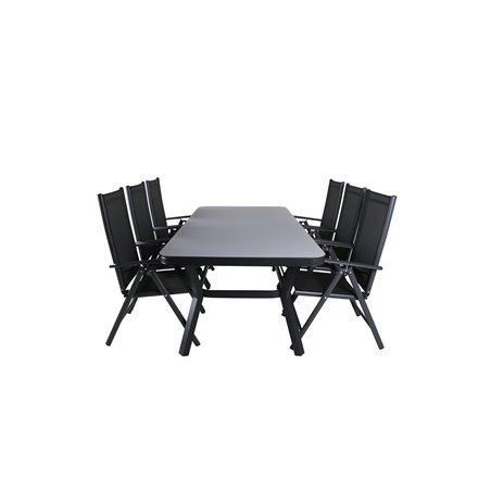 Virya Dining Table - Black Alu / Grey Glass - Big Table Break 5: Pos Chair - Black/Black_6