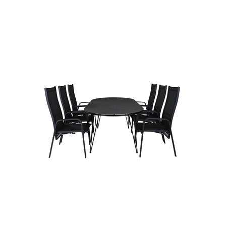 Viga Dining Table - Black Steel / Grey Spray glass - 200*100cm, Copacabana Recliner Chair  - Black/Black_6