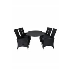 Viga Dining Table - Black Steel / Grey Spray glass - 200*100cm, Padova Chair (Recliner) - Black/Grey_6