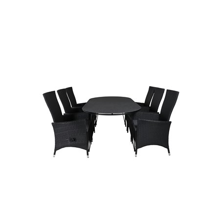 Viga Dining Table - Black Steel / Grey Spray glass - 200*100cm, Padova Chair (Recliner) - Black/Grey_6