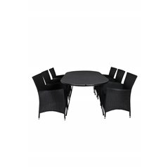 Viga Dining Table - Black Steel / Grey Spray glass - 200*100cm, Knick Armchair - Black_6