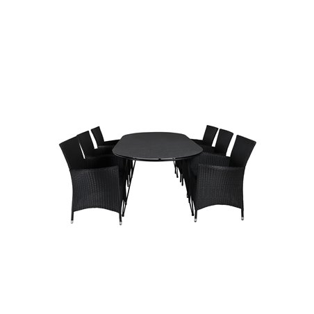 Viga Dining Table - Black Steel / Grey Spray glass - 200*100cm, Knick Armchair - Black_6