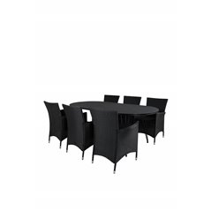 Viga Dining Table - Black Steel / Grey Spray -jäätelö 200*100cm, Knick Armchair