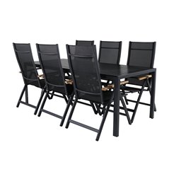 Break Table 205*90 - Black/BlackPanama Light 5-pos Chair Black / Black and teak_6