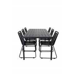 Break Table 205*90 - Black/Black, Lindos Stacking Chair - Black Alu / Black Rope_6