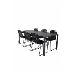 Break Table 205*90 - Black/Black, Lindos Stacking Chair - Black Alu / Black Rope_6