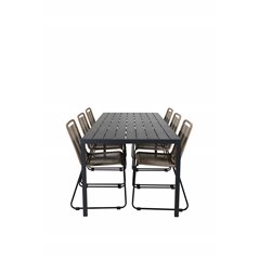 Break Table 205*90 - Black/Black, Lindos Stacking Chair - Black Alu / Latte Rope_6