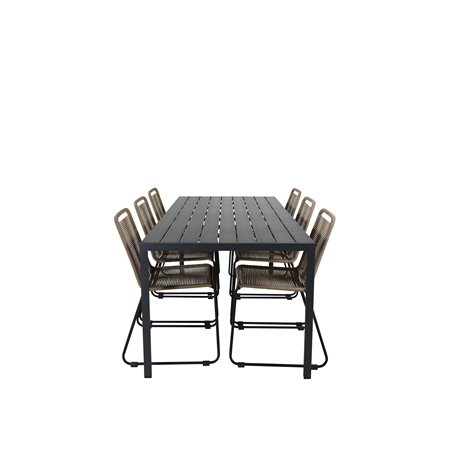 Break Table 205*90 - Black/Black, Lindos Stacking Chair - Black Alu / Latte Rope_6