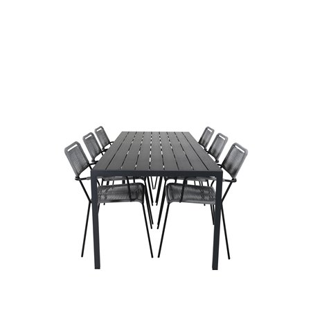 Break Table 205*90 - Black/Black, Lindos Armchair - Black Alu / Grey Rope_6