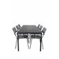 Break Table 205*90 - Black/Black, Lindos Armchair - Black Alu / Grey Rope