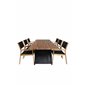 Doory Spisebord - sort stål / akacie plade i teak look - 250 * 100cm, Little John Dining Chair - Sort reb / Acacia _6